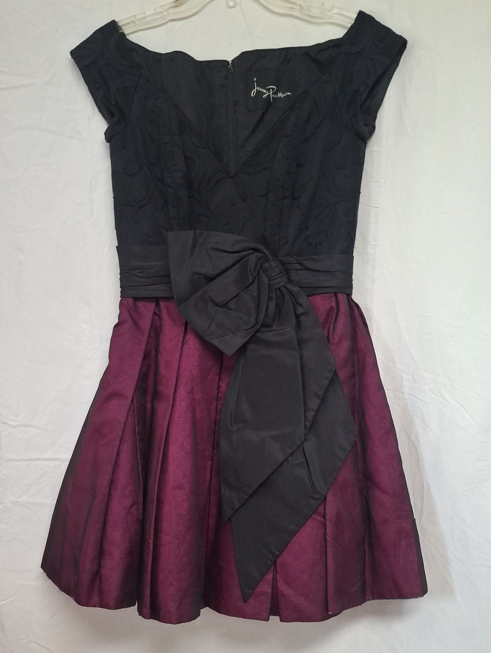 Vintage Jenny Packham Two-Tone Cocktail Dress - Black & Magenta Xs/s